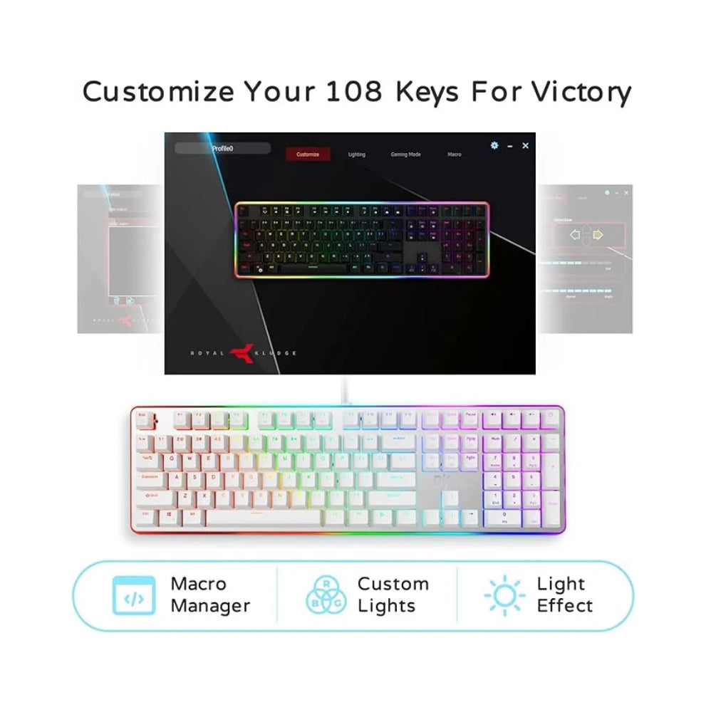 RK ROYAL KLUDGE RK918 RGB gejmerska tastatura sa Rgb underglow rasvetom - Crveni Prekidač Bela