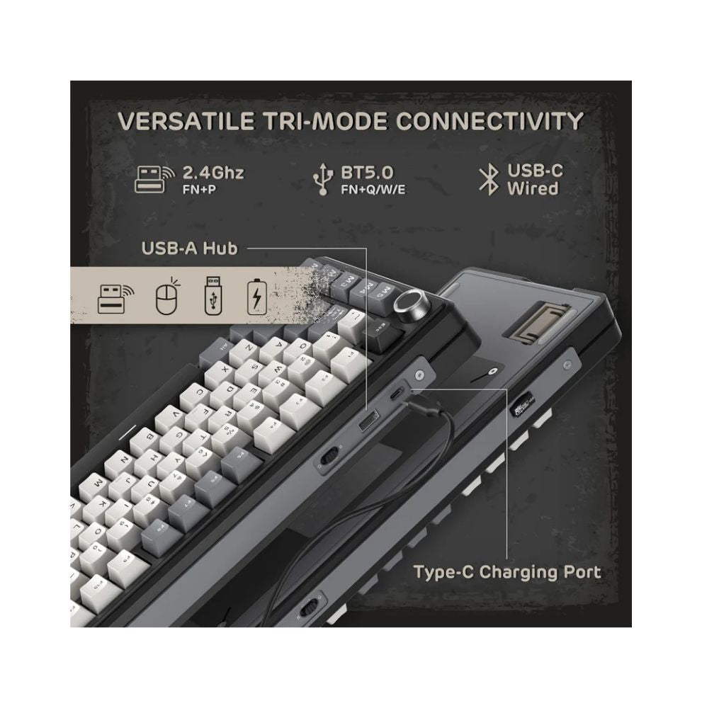 Royal Kludge RK L75 RGB Mehanička Tastatura, Hot-Swap,Boja "Knight Black", Cream Prekidači