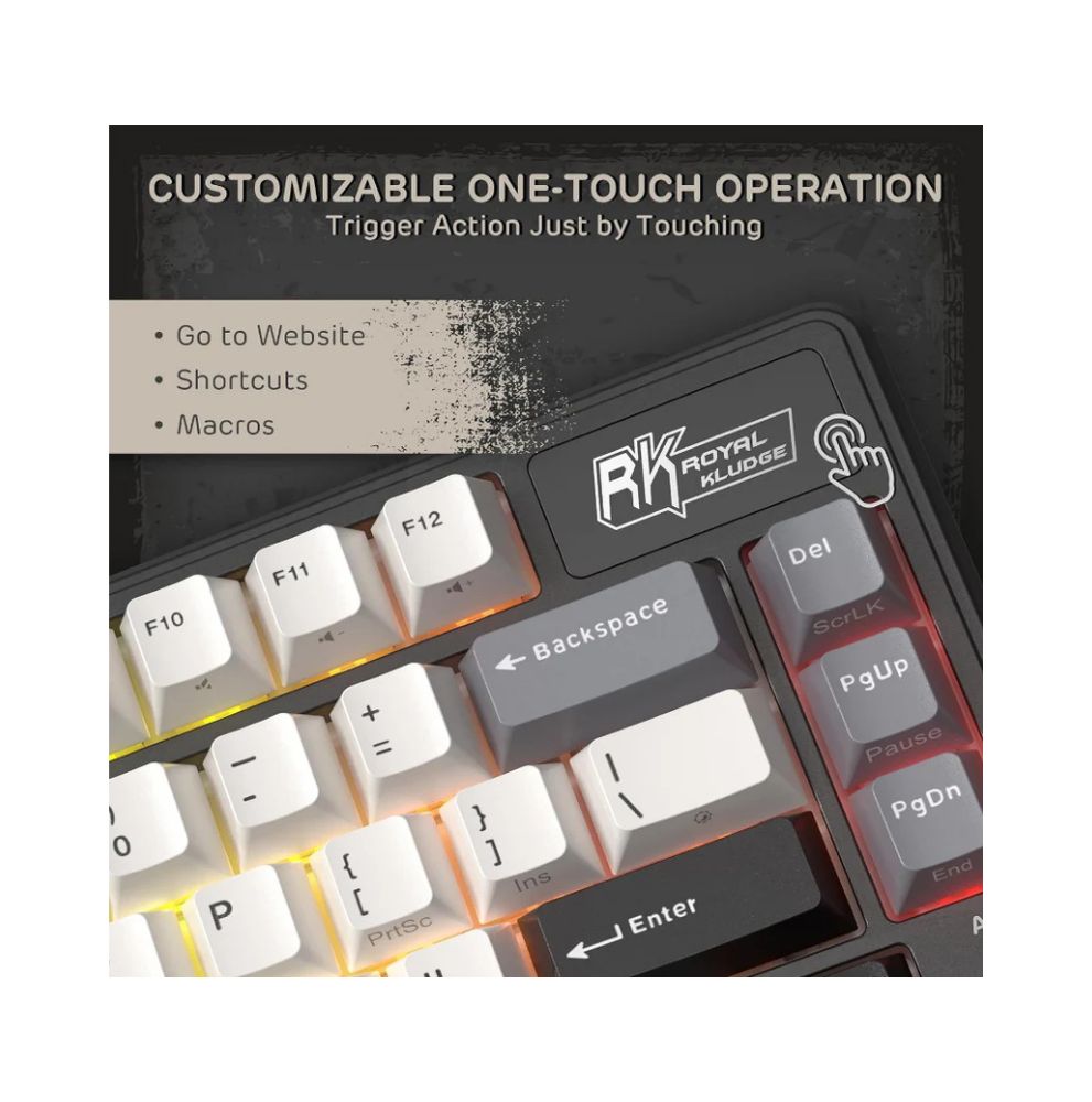 Royal Kludge RK L75 RGB Mehanička Tastatura, Hot-Swap,Boja "Knight Black", Beige Prekidači