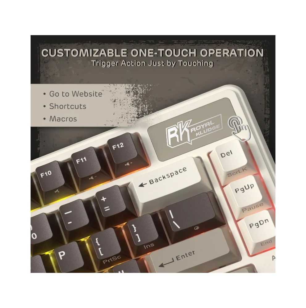 Royal Kludge RK L75 RGB Mehanička Tastatura, Hot-Swap,Boja "Mocha Grey", Cream Prekidači