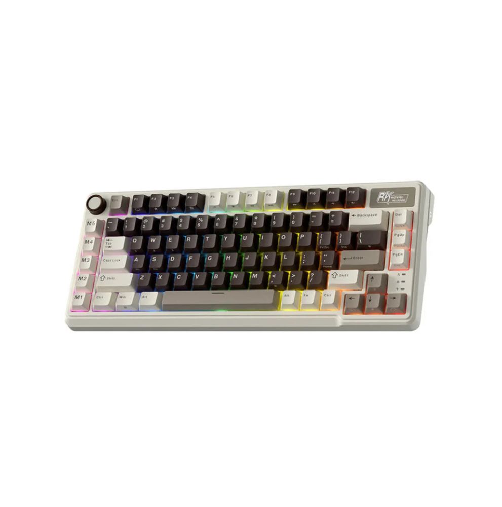 Royal Kludge RK L75 RGB Mehanička Tastatura, Hot-Swap,Boja "Mocha Grey", Beige Prekidači