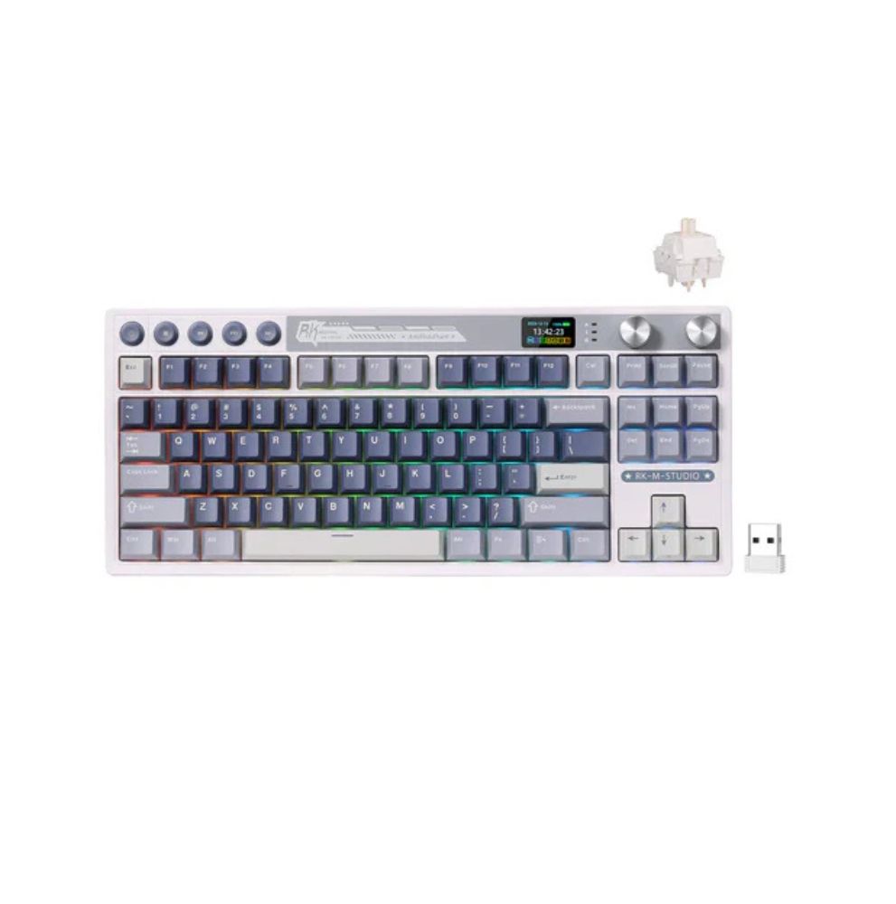Royal Kludge RK M87 Ocean Blue Tri-Mod RGB Hot-Swappable Mehanička Tastatura Cream Prekidač
