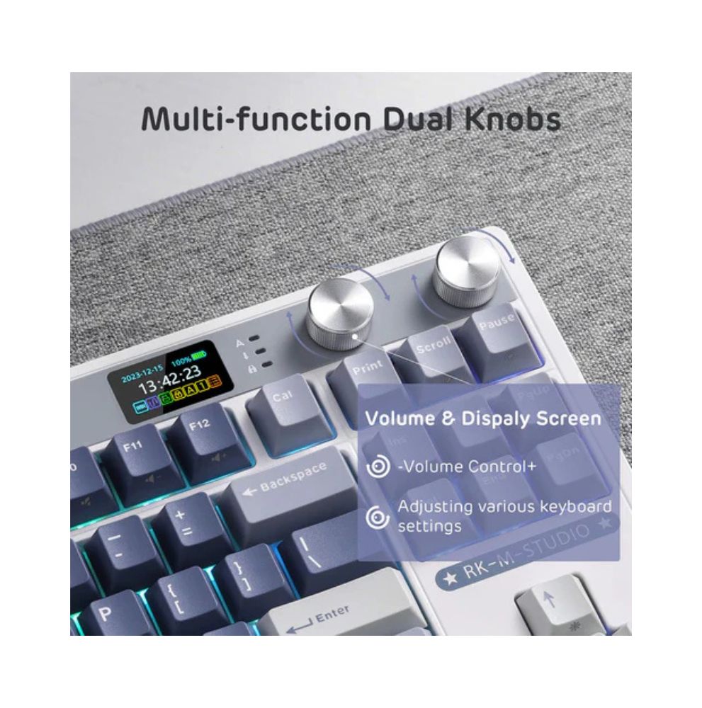 Royal Kludge RK M87 Ocean Blue Tri-Mod RGB Hot-Swappable Mehanička Tastatura Cream Prekidač