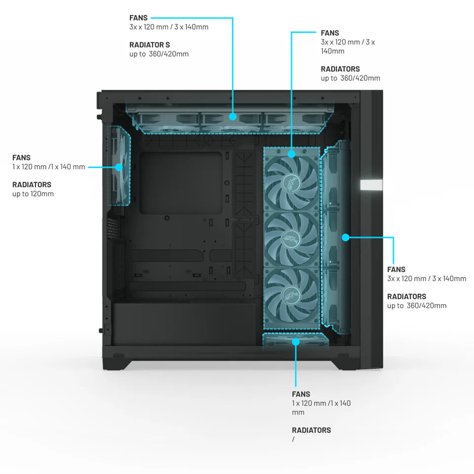 Valkyrie VK-02 Mid Tower ATX PC Case with LCD Screen Black