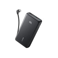 ANKER Zolo 20000mAh, 22.5W, sa ugradjenim ugaonim 90° USB-C kablom, Power Bank crni