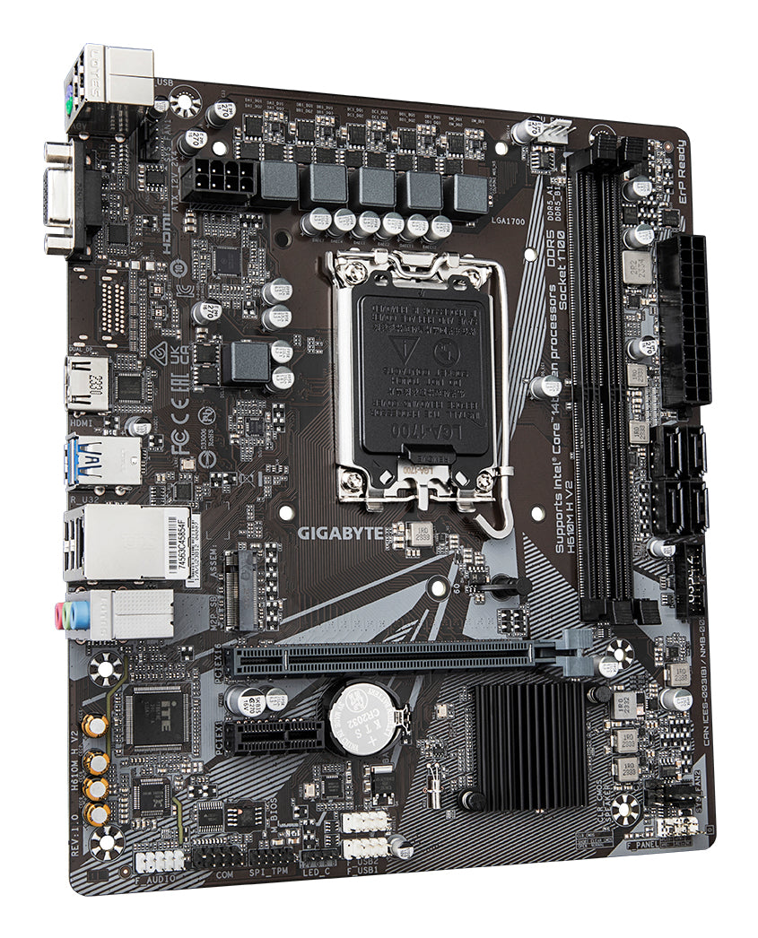 GIGABYTE H610M H V2 Motherboard - Supports Intel Core 14th CPUs, 4+1+1 Hybrid Digital VRM, up to 5600MHz DDR5, 1xPCIe 3.0 M.2, GbE LAN, USB 3.2 Gen 1