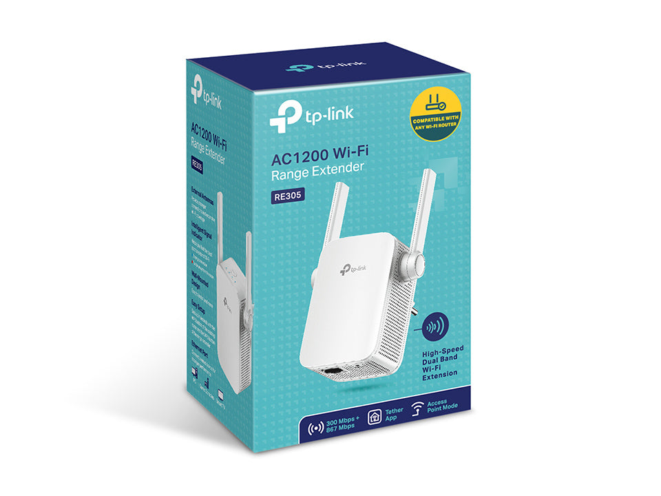 TP-Link AC1200 Mesh Wi-Fi Range Extender, White (RE305)