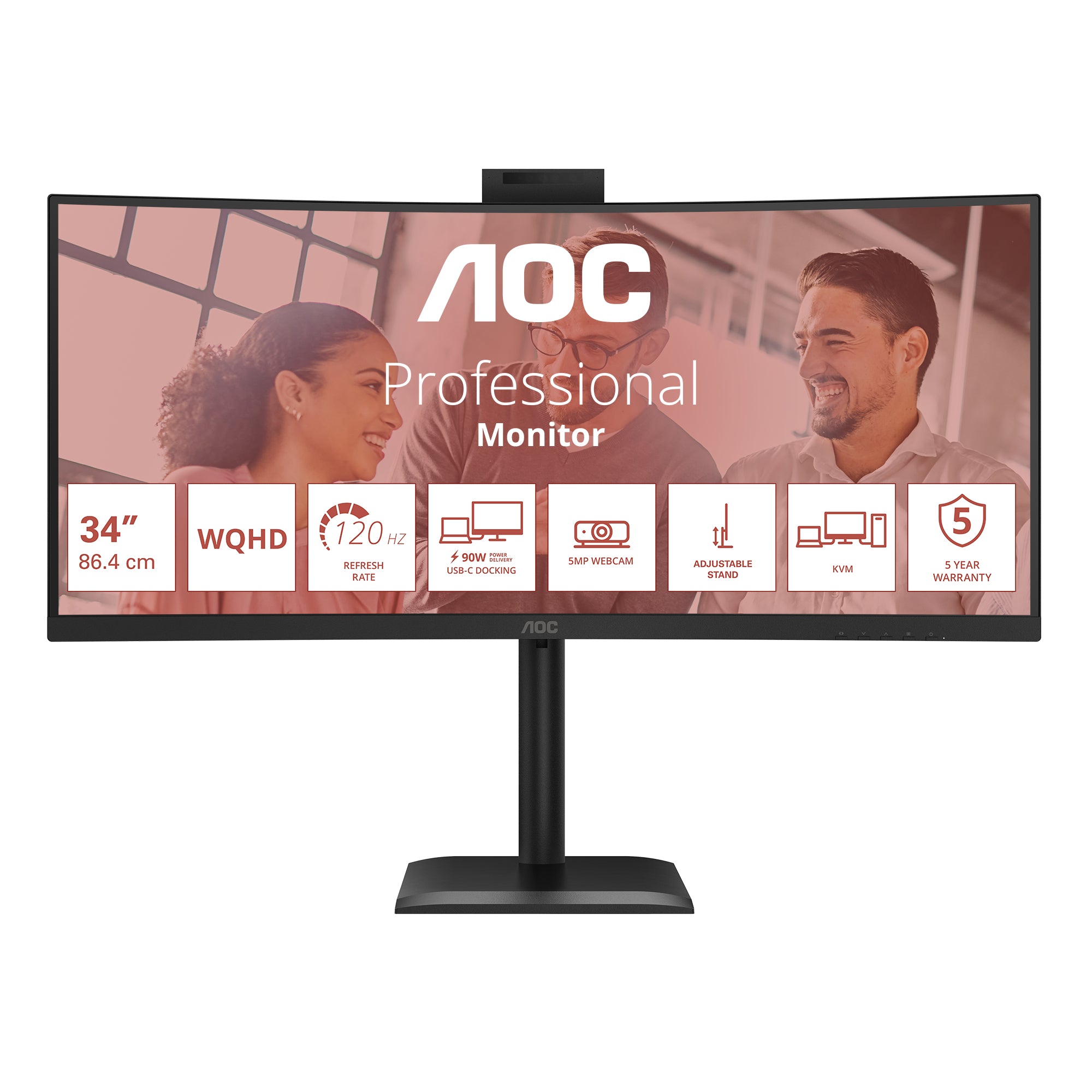 AOC CU34E4CW/75 computer monitor 86.4 cm (34") 3440 x 1440 pixels Black