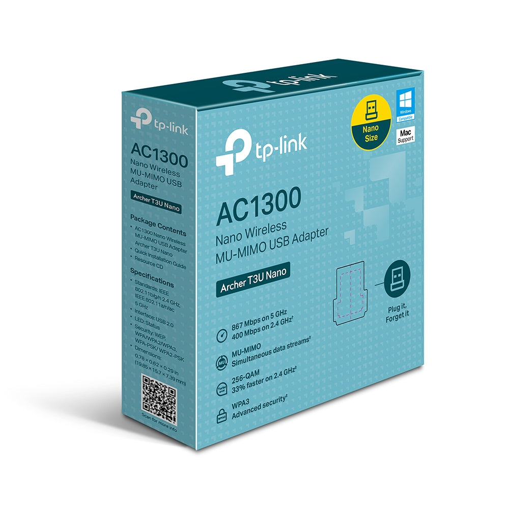 TP-Link AC1300 Nano Wireless MU-MIMO USB Adapter (ARCHER T3U NANO)