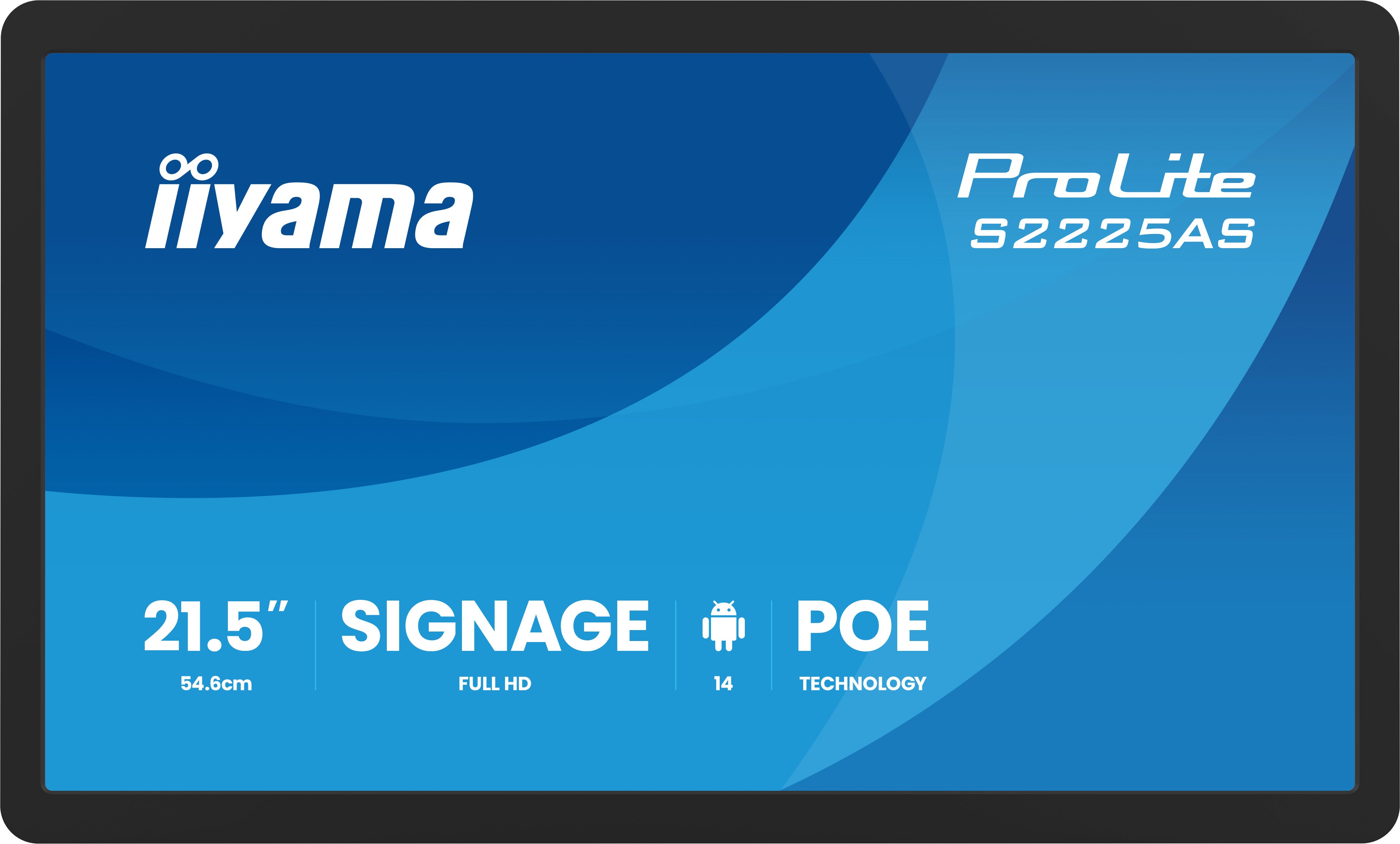iiyama ProLite S2225AS-B1P Digital signage flat panel 54.6 cm (21.5") LCD Wi-Fi 500 cd/m² Full HD Black Built-in processor Android 24/7