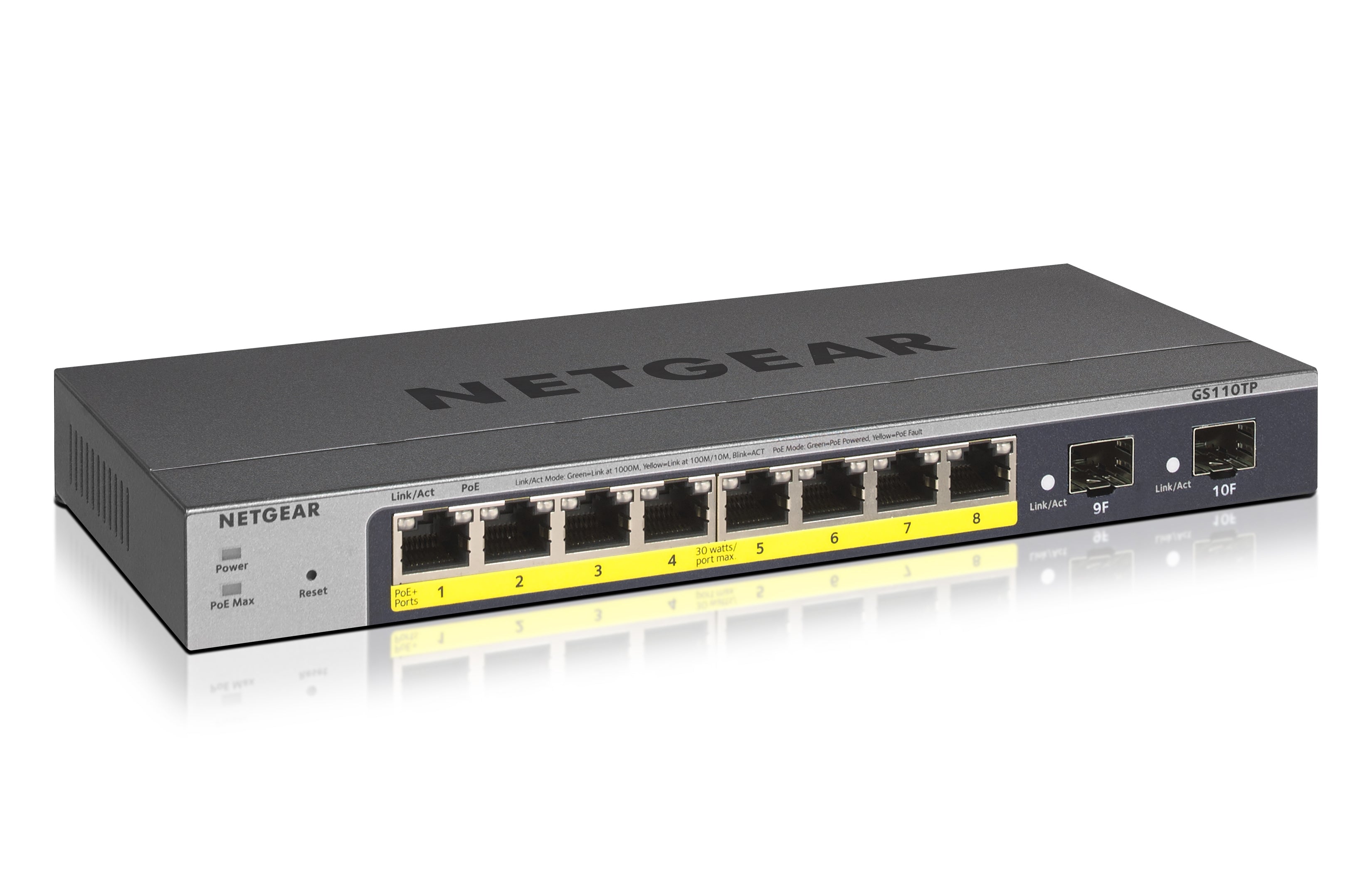 NETGEAR GS110TP Managed L2/L3/L4 Gigabit Ethernet (10/100/1000) Power over Ethernet (PoE) Grey (GS110TP-300EUS)