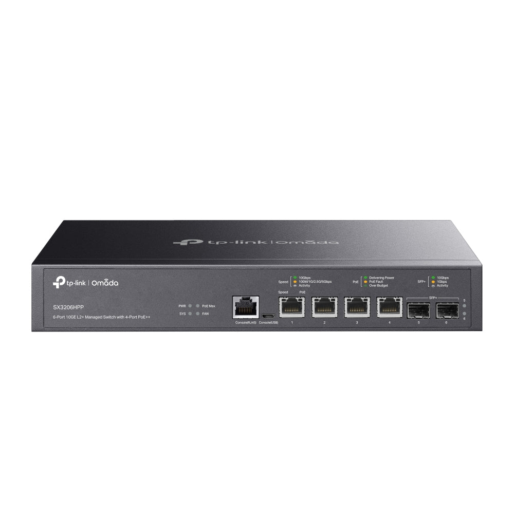 TP-Link Omada 6-Port 10GE L2+ Managed Switch with 4-Port PoE++ (TL-SX3206HPP)