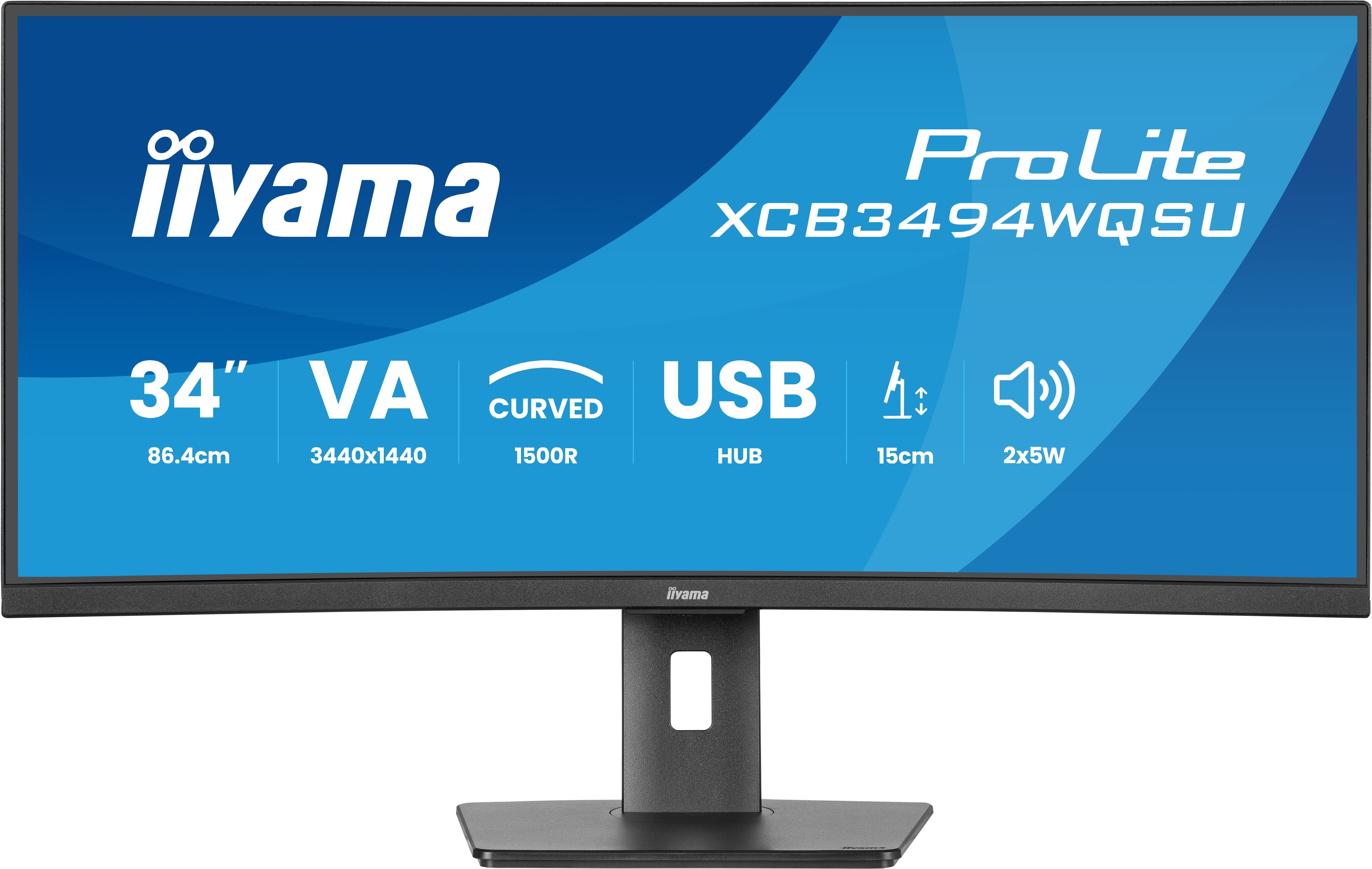 iiyama ProLite XCB3494WQSU-B1 computer monitor 86.4 cm (34") 3440 x 1440 pixels UltraWide Quad HD LED Black