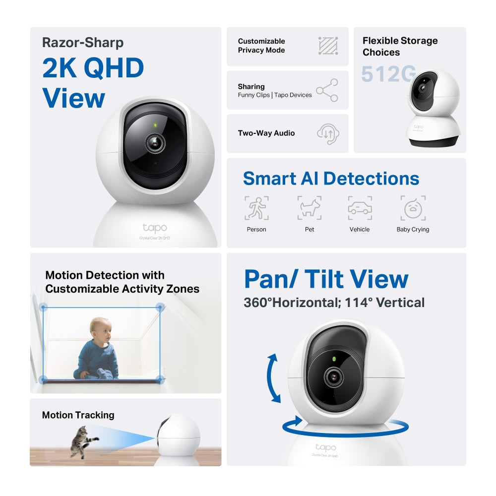 TP-Link Tapo Pan/Tilt AI Home Security Wi-Fi Camera (TAPO C220)