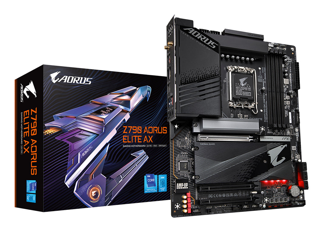 GIGABYTE Z790 AORUS ELITE AX Motherboard - Supports Intel Core 14th CPUs, 16*+2+１ Phases Digital VRM, up to 7600MHz DDR5 (OC), 4xPCIe 4.0 M.2, Wi-Fi 6