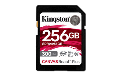 Kingston Technology 256GB Canvas React Plus SDXC UHS-II 300R/260W U3 V90 for Full HD/4K/8K (SDR2/256GB)
