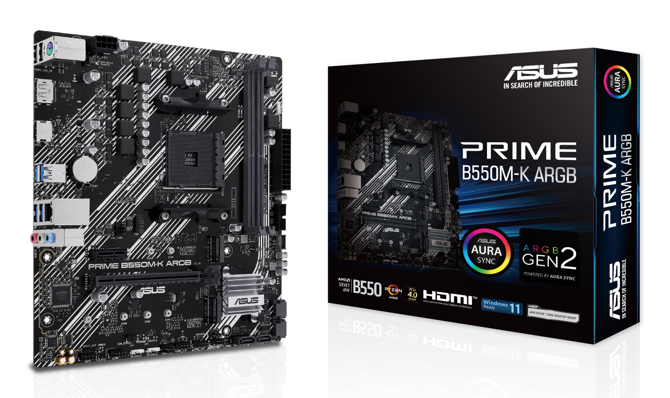 ASUS PRIME B550M-K ARGB AMD B550 Socket AM4 micro ATX (90MB1GC0-M0EAY0)