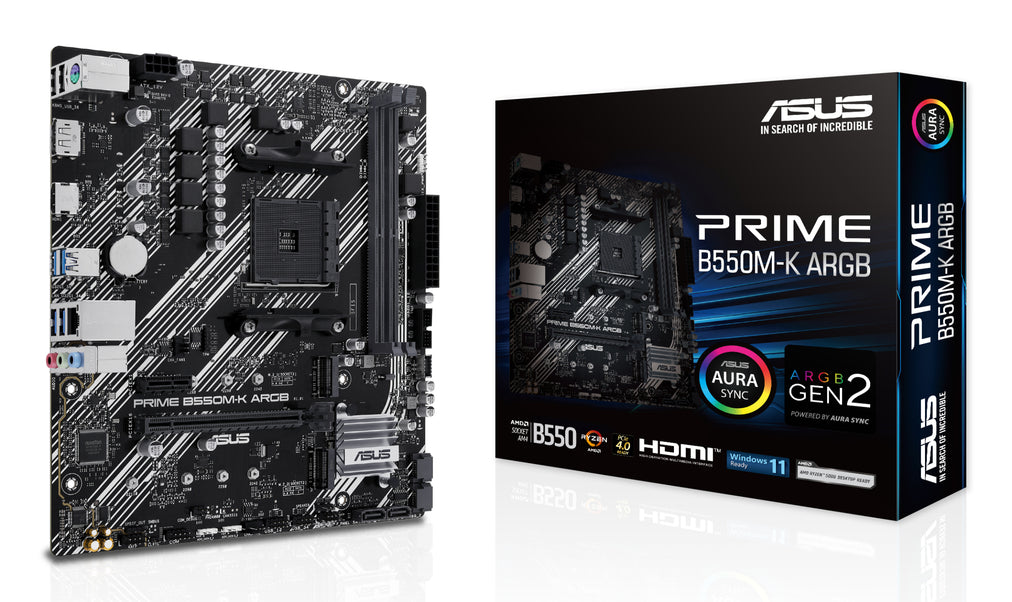 ASUS PRIME B550M-K ARGB AMD B550 Socket AM4 micro ATX (90MB1GC0-M0EAY0)