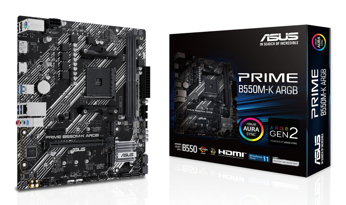 ASUS PRIME B550M-K ARGB AMD B550 Socket AM4 micro ATX (90MB1GC0-M0EAY0)