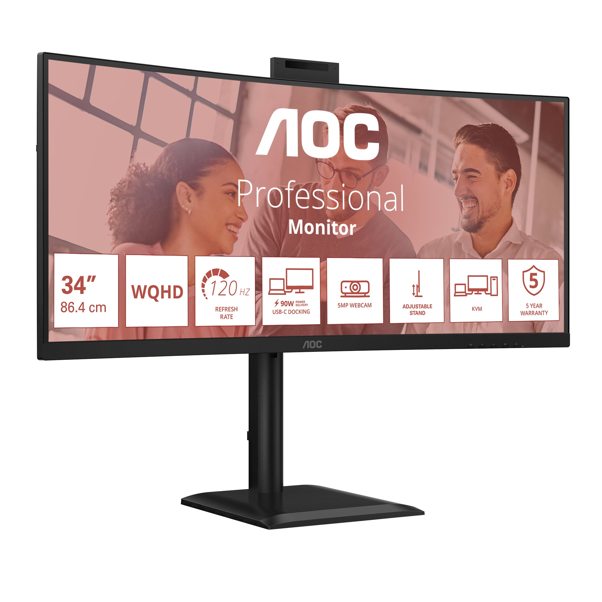 AOC CU34E4CW/75 computer monitor 86.4 cm (34") 3440 x 1440 pixels Black