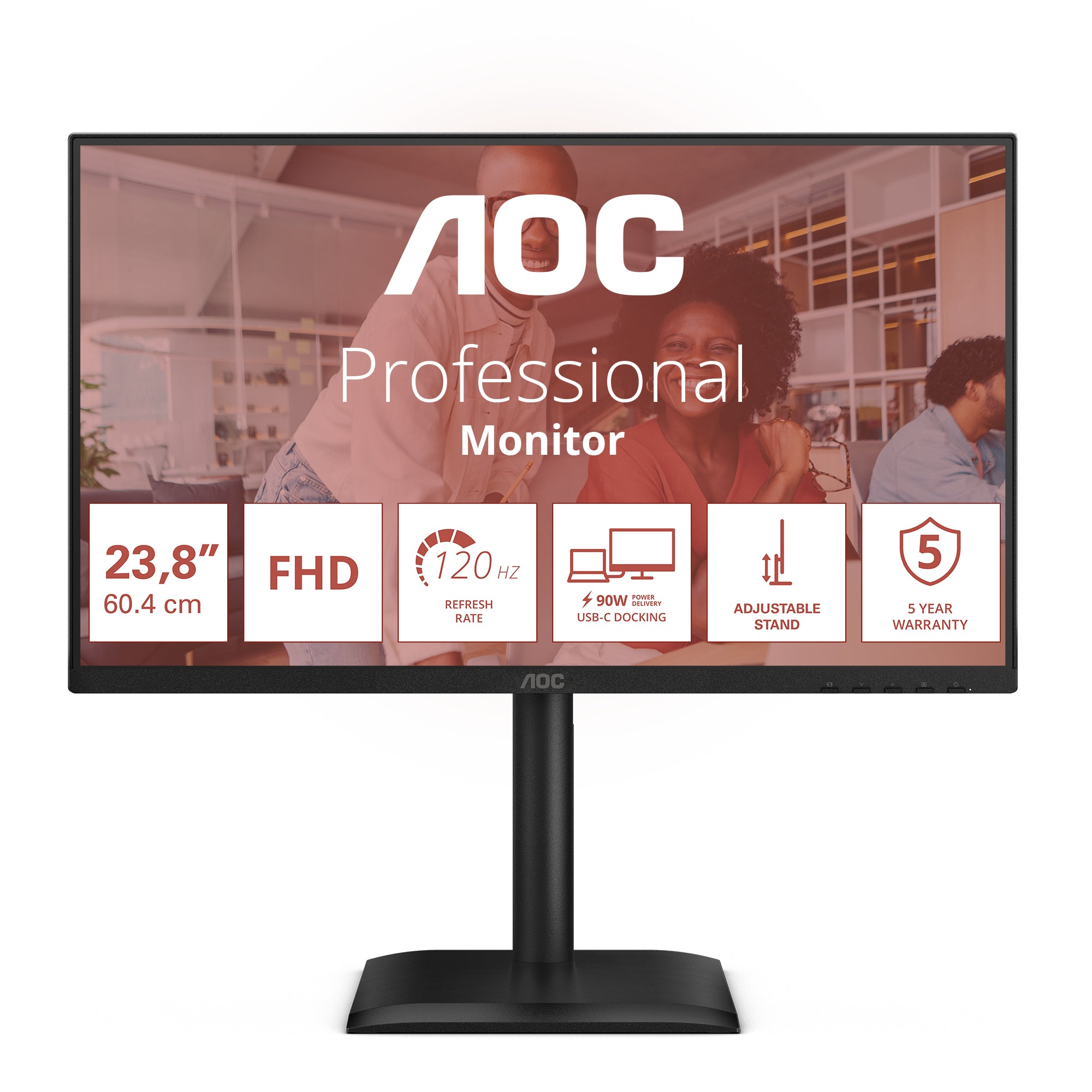 AOC E4 24E4CV computer monitor 60.5 cm (23.8") 1920 x 1080 pixels Full HD LED Black