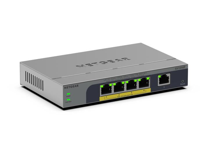 NETGEAR GS105EP Unmanaged Gigabit Ethernet (10/100/1000) Power over Ethernet (PoE) Grey (GS105EP-100EUS)