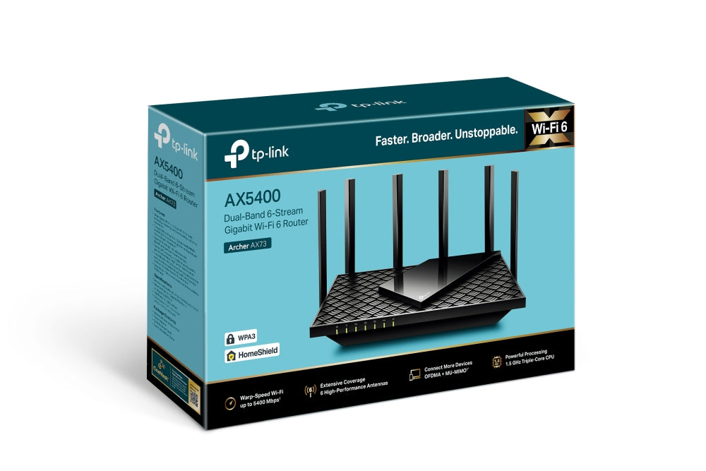 TP-Link Archer AX5400 Dual-Band Gigabit Wi-Fi 6 Router, Black (ARCHER AX73)