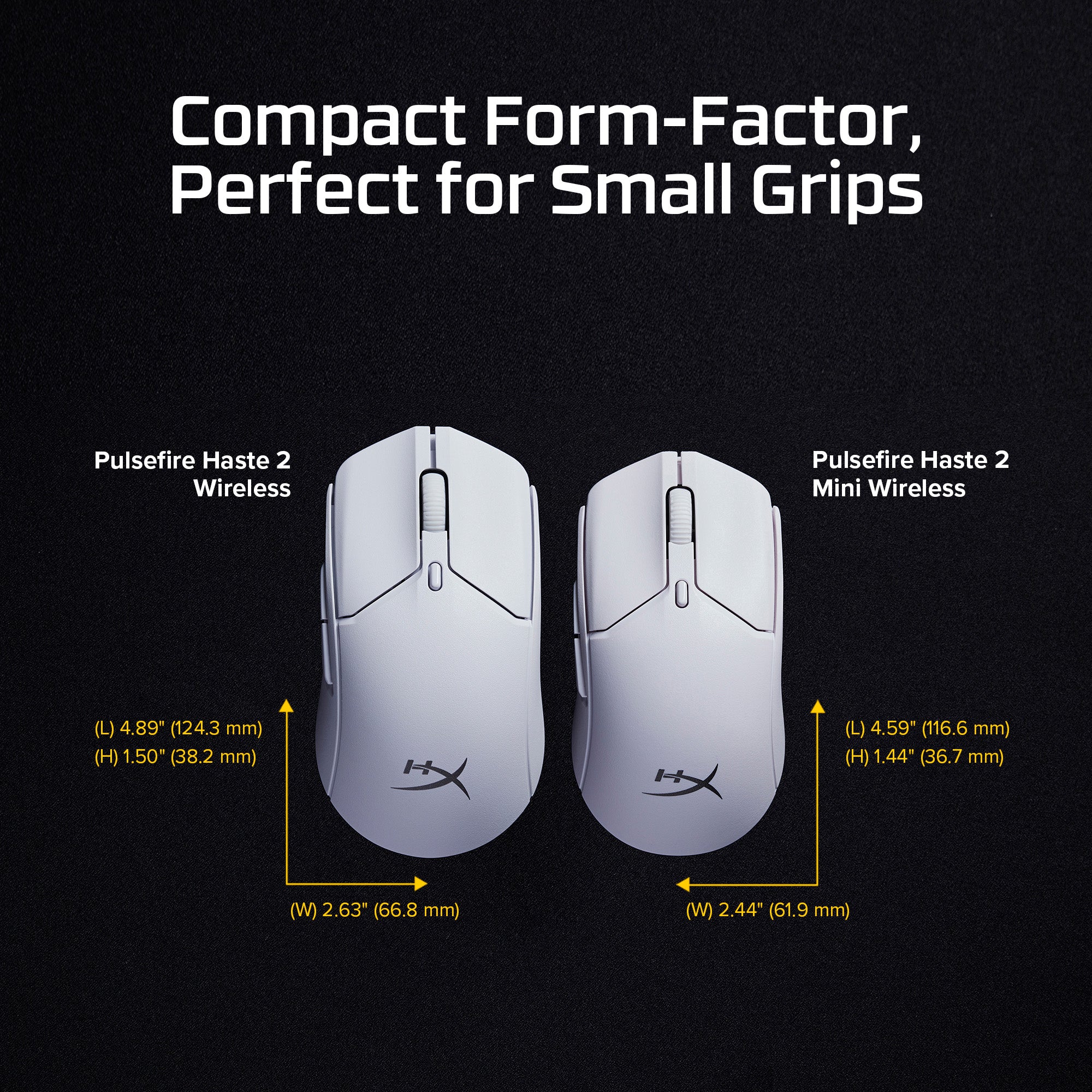 HyperX Pulsefire Haste 2 Mini - Wireless Gaming Mouse (White) (7D389AA)
