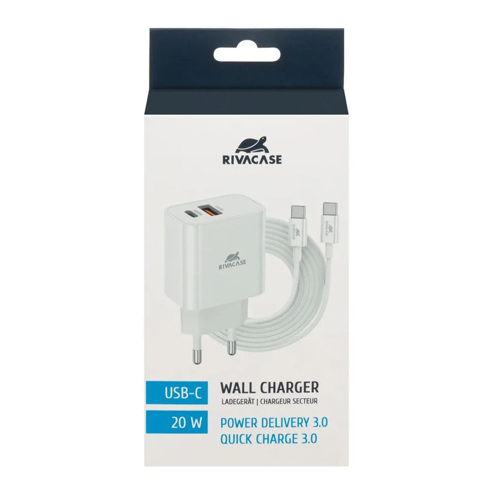 Punjač za smartphone 20W PD A+C + C-C kabl Rivacase PS4102 WD4 (white)
