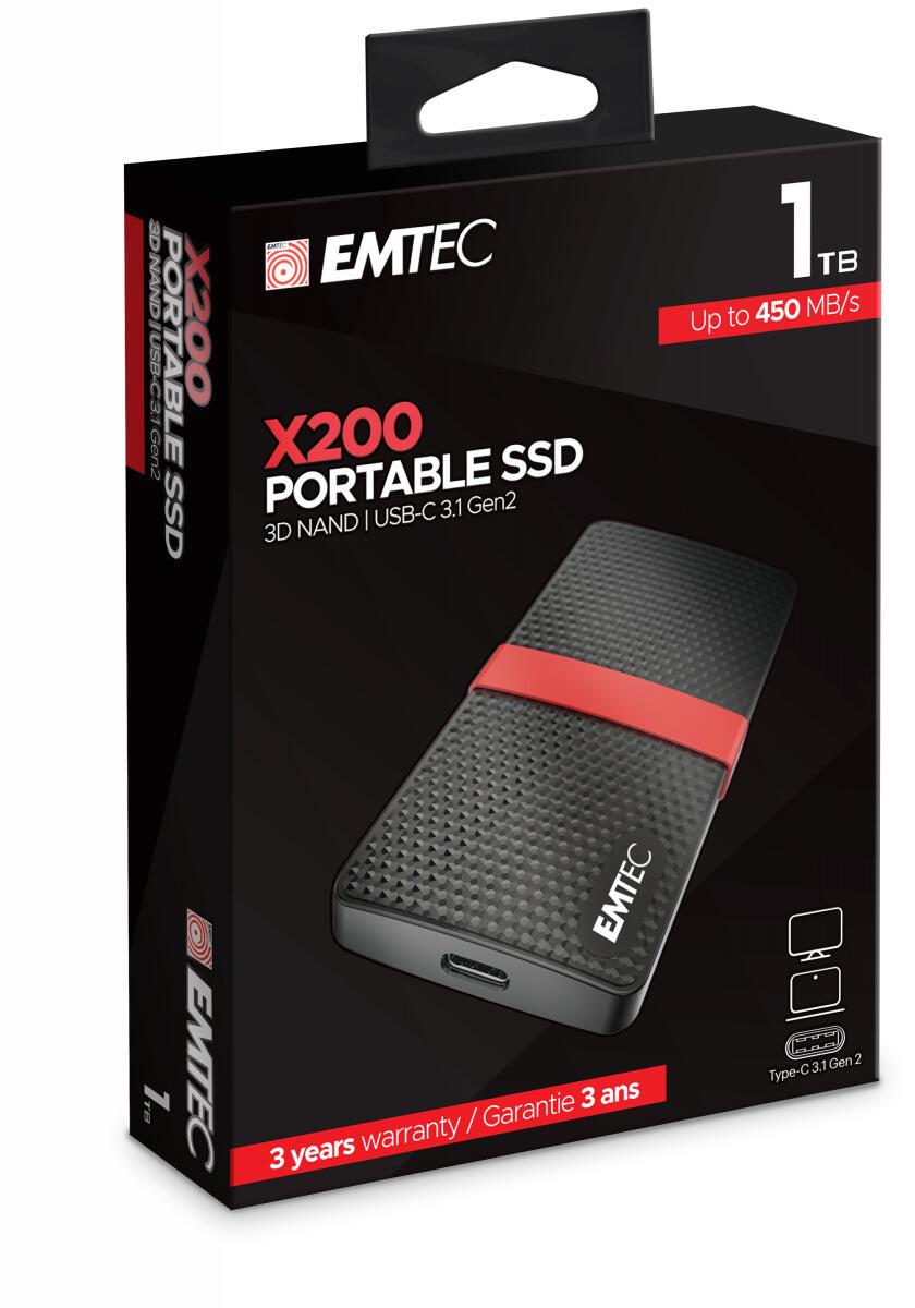Emtec External SSD X200 1TB (ECSSD1TX200) Black, red XL