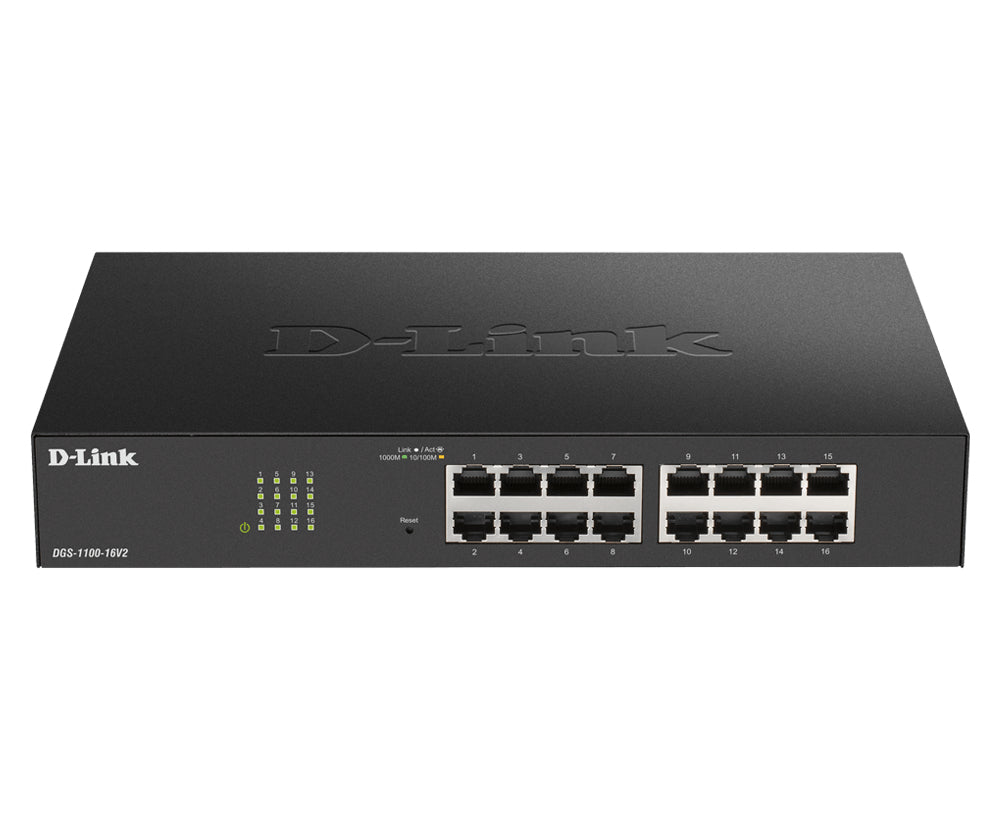 D-Link DGS-1100-16V2 Managed L2 Gigabit Ethernet (10/100/1000) Black (DGS-1100-16V2/E)