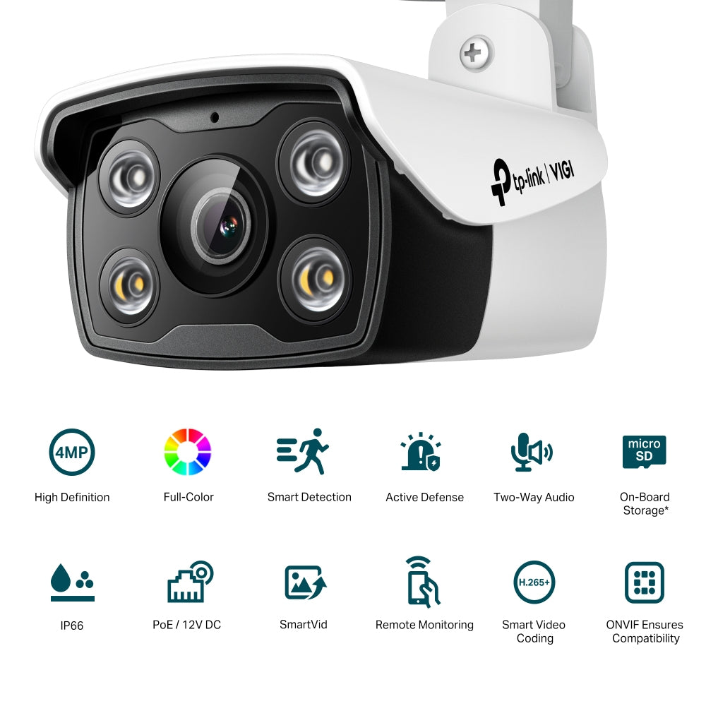 TP-Link VIGI 4MP Outdoor Full-Color Bullet Network Camera (VIGI C340 2.8MM)