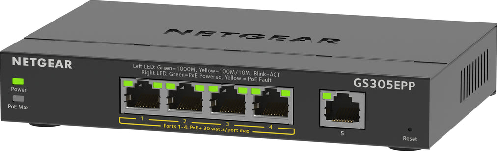 NETGEAR GS305EPP Managed L2/L3 Gigabit Ethernet (10/100/1000) Power over Ethernet (PoE) Black (GS305EPP-100PES)