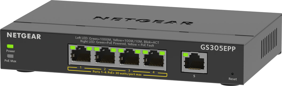 NETGEAR GS305EPP Managed L2/L3 Gigabit Ethernet (10/100/1000) Power over Ethernet (PoE) Black (GS305EPP-100PES)