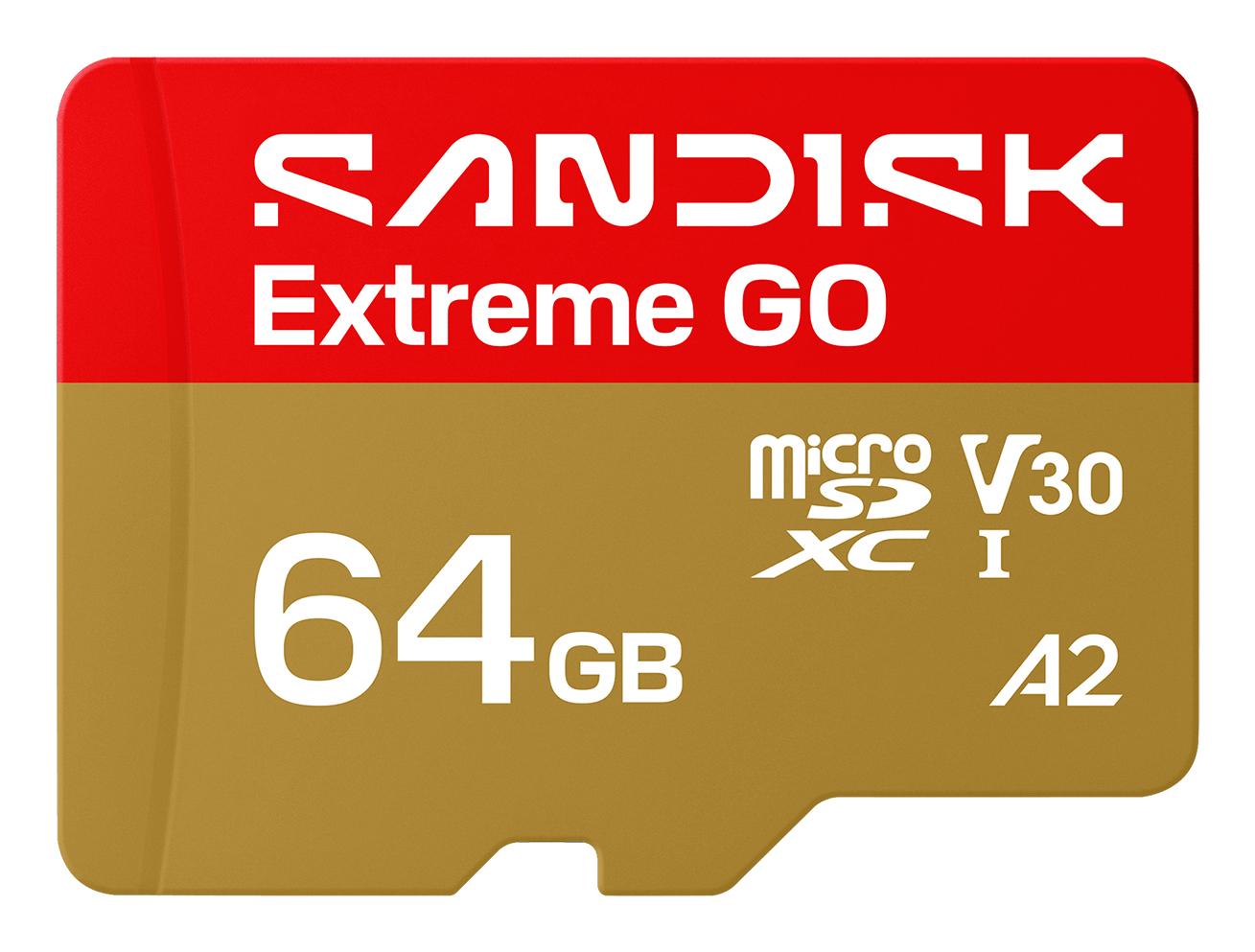 SanDisk Micro SD card Extreme GO 64GB (SDSQXGN-064G-GN6MN) Gold, red